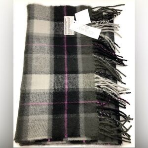 Minicci Black and Gray Plaid Scarf with Pink Accents